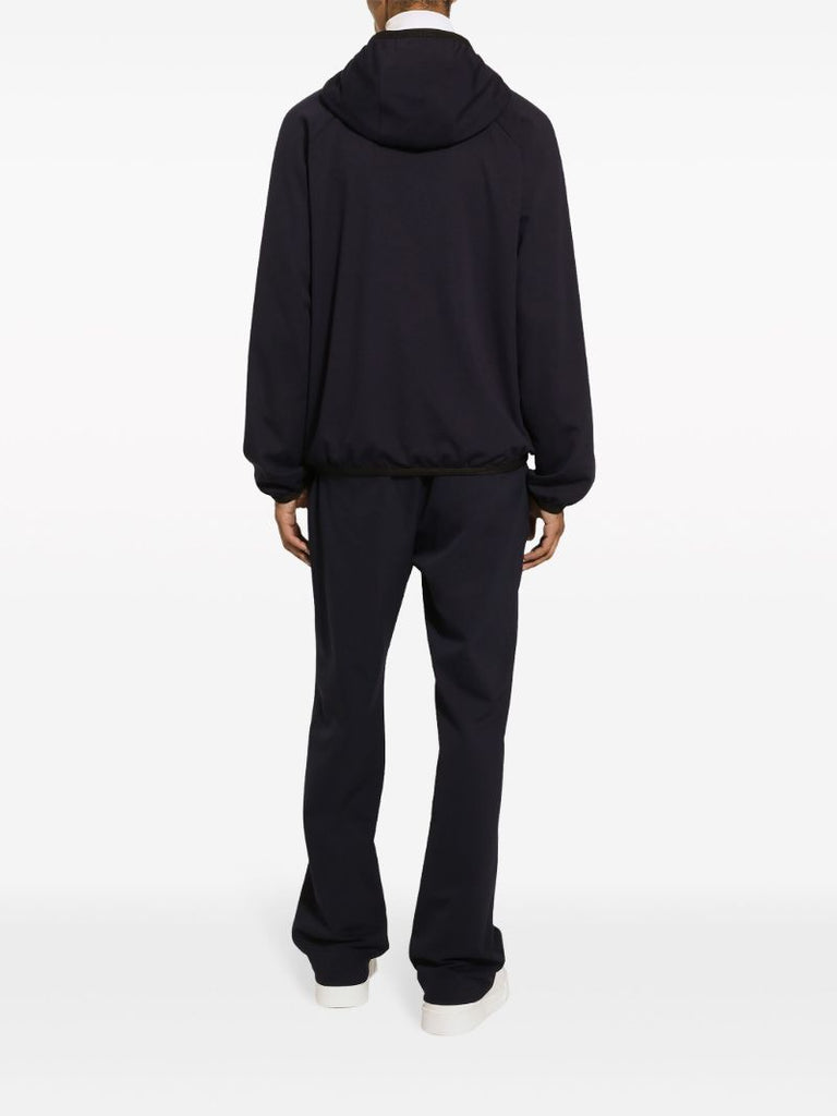 Blue Logo-plaque Hooded Jacket
