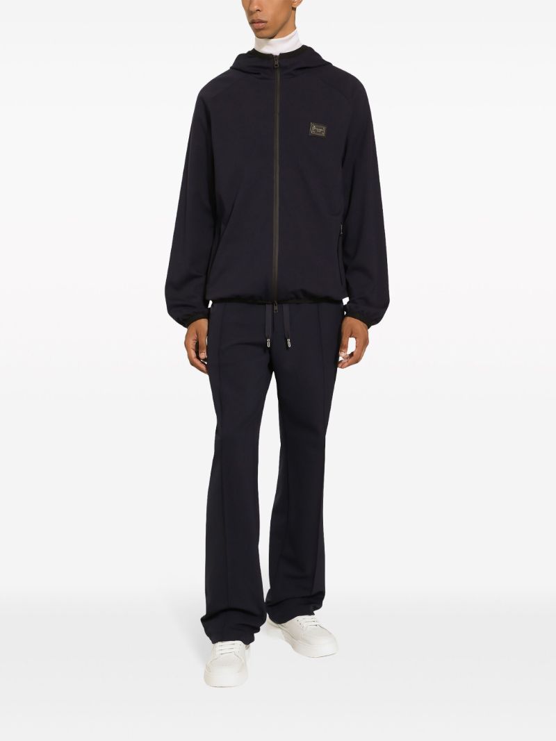 Blue Logo-plaque Hooded Jacket