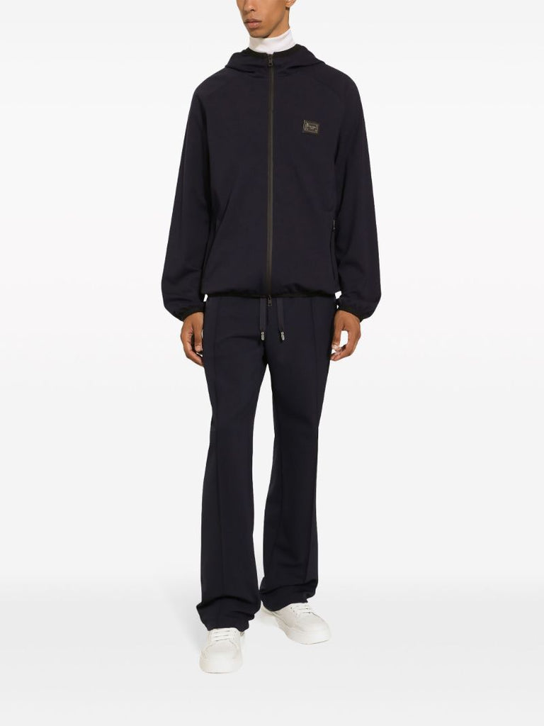 Blue Logo-plaque Hooded Jacket