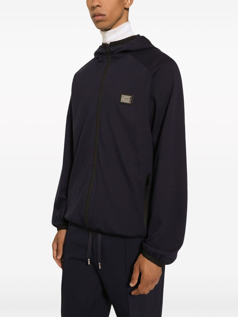Blue Logo-plaque Hooded Jacket