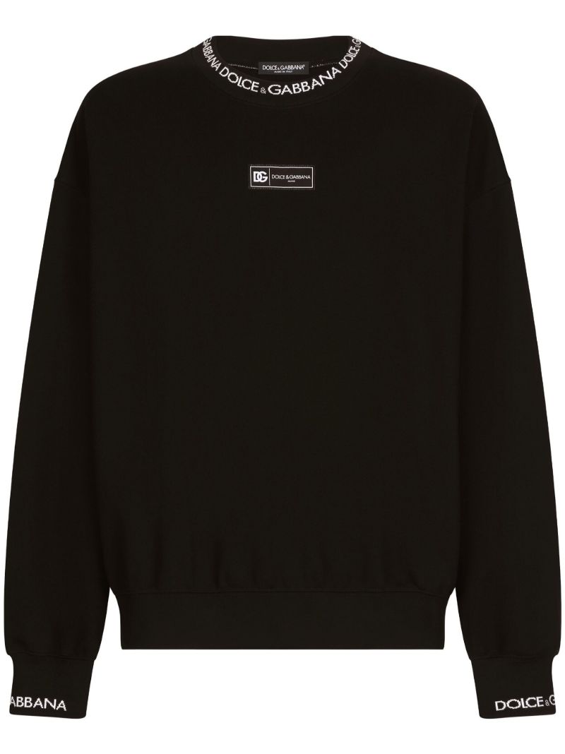 Black Logo-jacquard Trims Sweatshirt