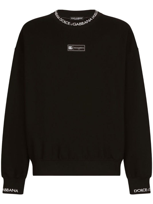 Black Logo-jacquard Trims Sweatshirt