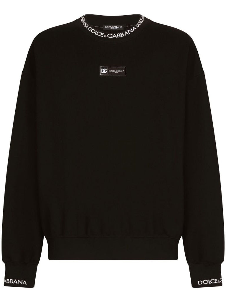 Black Logo-jacquard Trims Sweatshirt