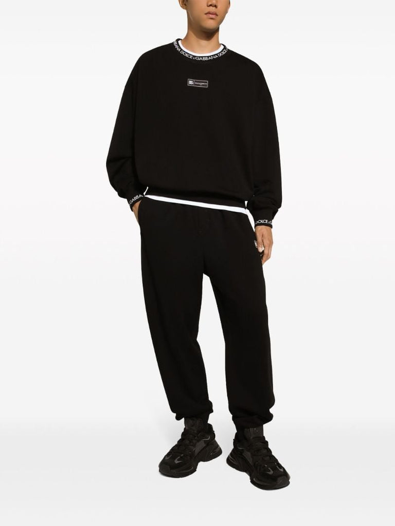Black Logo-jacquard Trims Sweatshirt