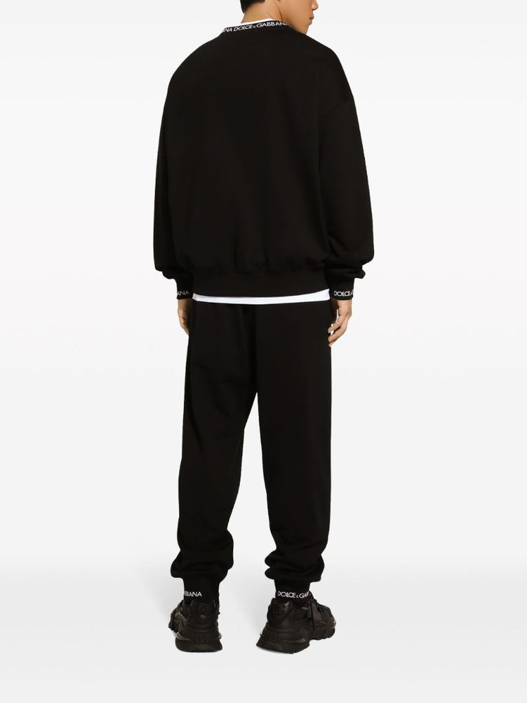 Black Logo-jacquard Trims Sweatshirt