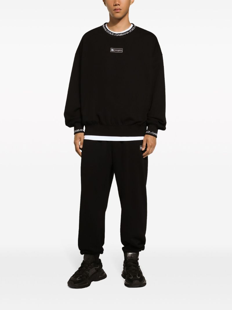 Black Logo-jacquard Trims Sweatshirt