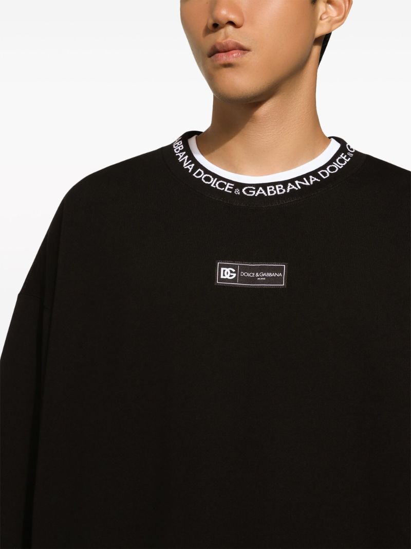Black Logo-jacquard Trims Sweatshirt