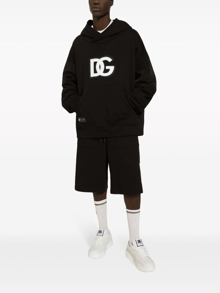 Black Logo-appliquÃ_x0083_Â© Cotton Hoodie