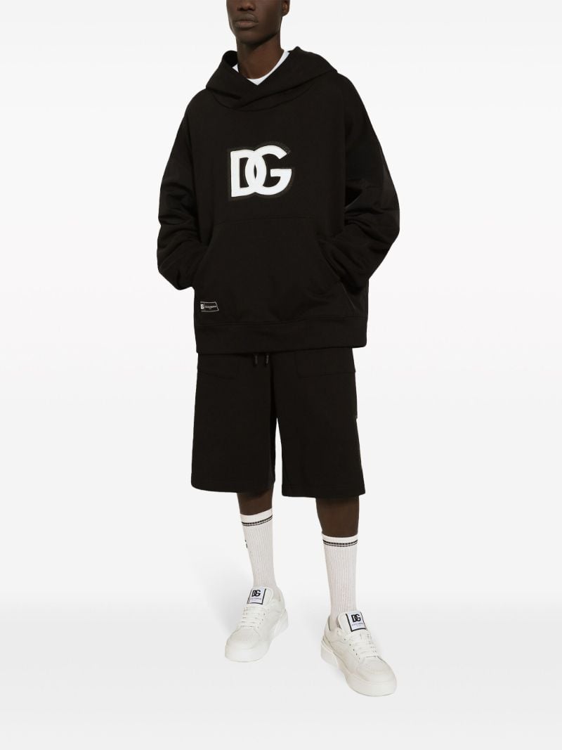 Black Logo-appliquÃ_x0083_Â© Cotton Hoodie