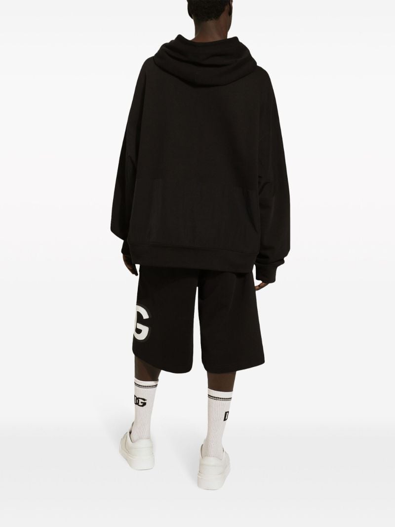 Black Logo-appliquÃ_x0083_Â© Cotton Hoodie