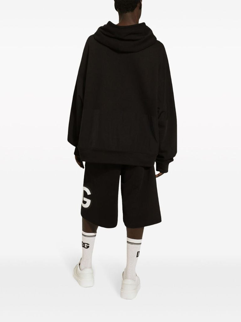 Black Logo-appliquÃ_x0083_Â© Cotton Hoodie