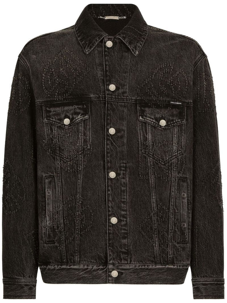 Black Dg-motif Denim Jacket