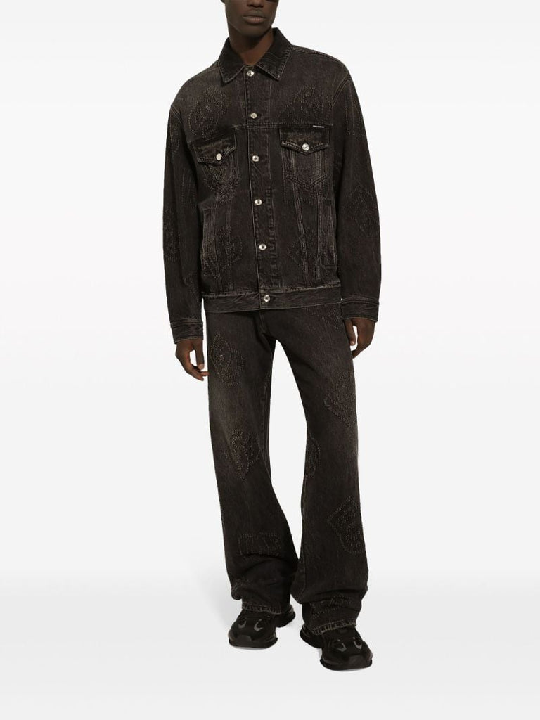 Black Dg-motif Denim Jacket