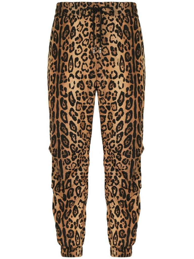 Brown Leopard-print Track Pants