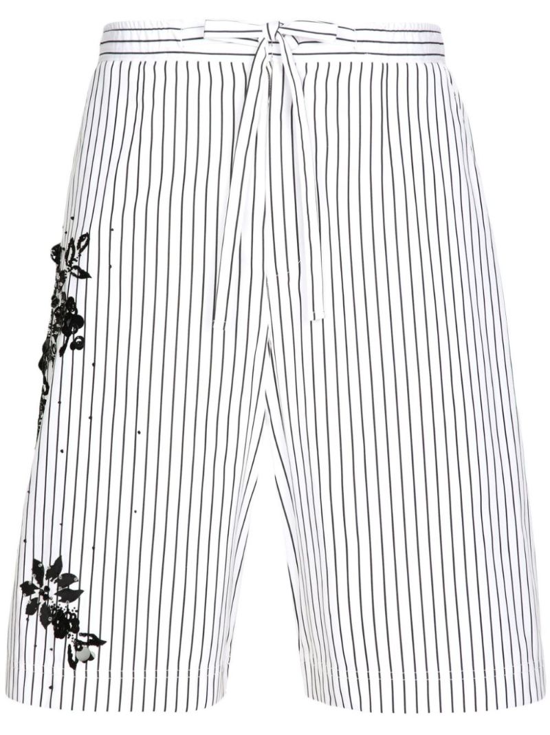 White Striped Cotton Shorts