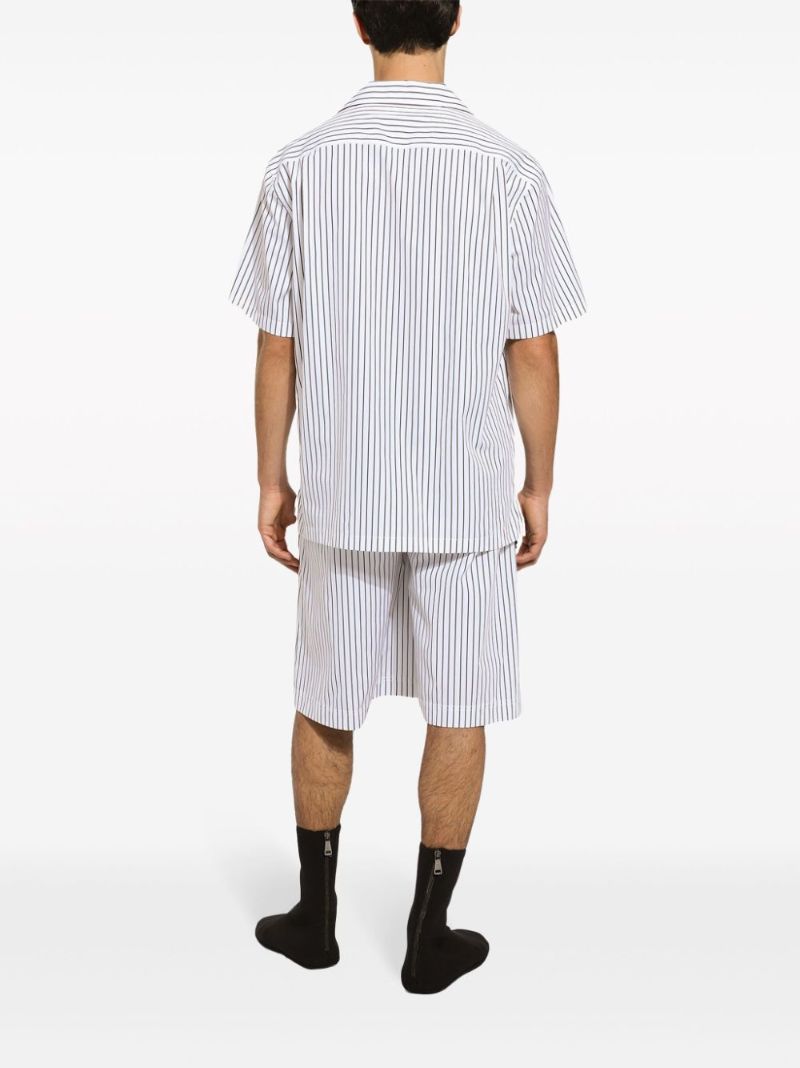 White Striped Cotton Shorts
