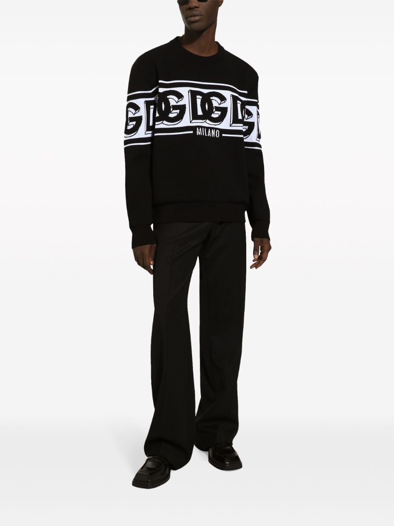 Black Logo-intarsia Sweater