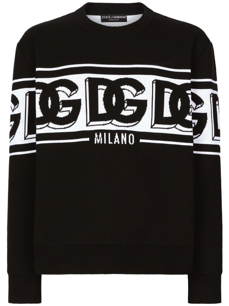 Black Logo-intarsia Sweater