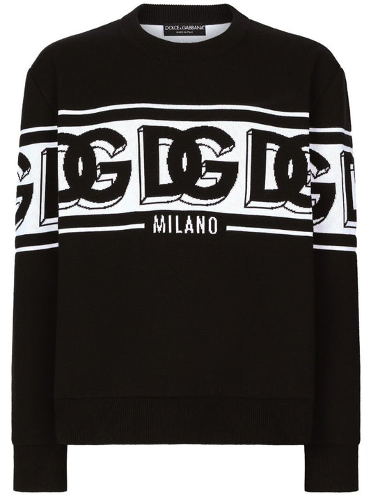 Black Logo-intarsia Sweater