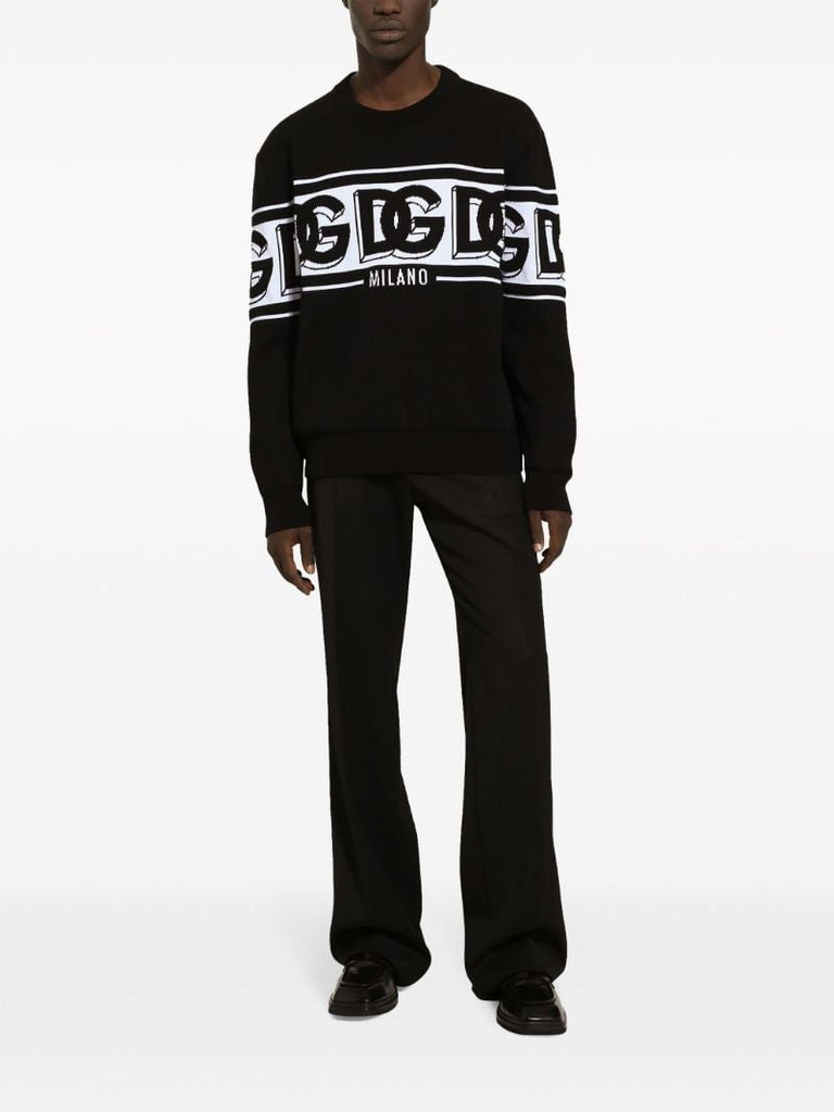 Black Logo-intarsia Sweater