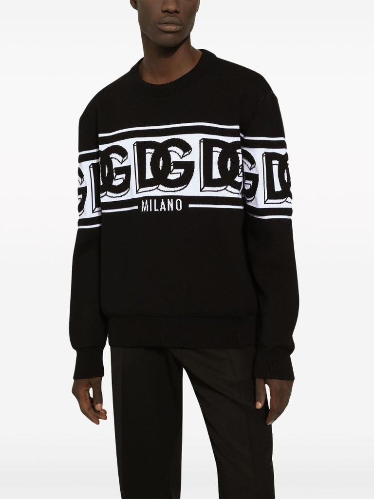 Black Logo-intarsia Sweater
