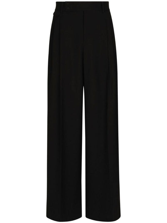 Black Wide-leg Wool Trousers