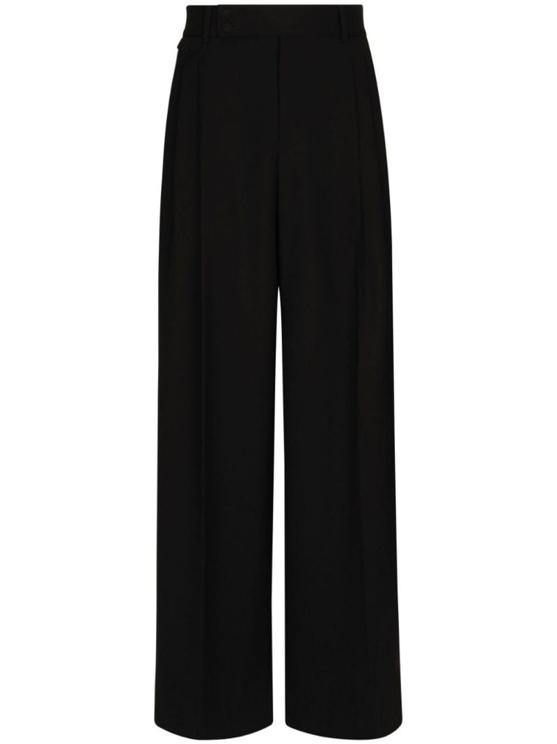 Black Wide-leg Wool Trousers