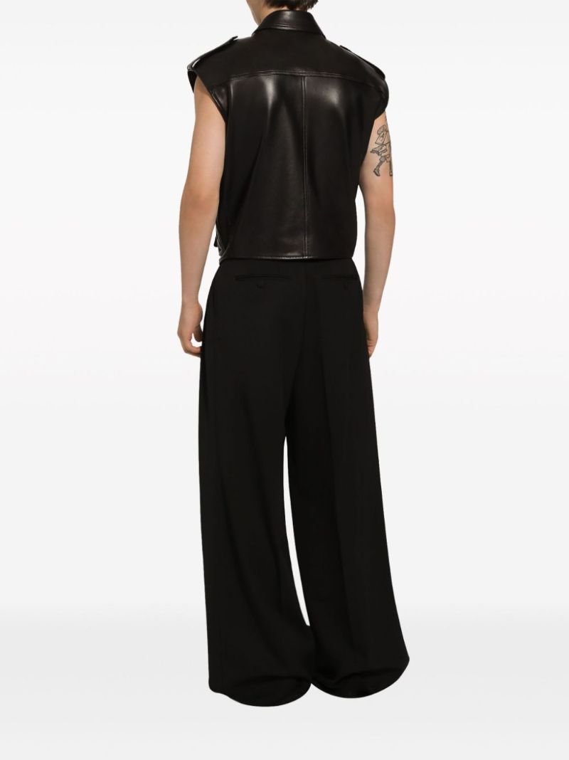 Black Wide-leg Wool Trousers