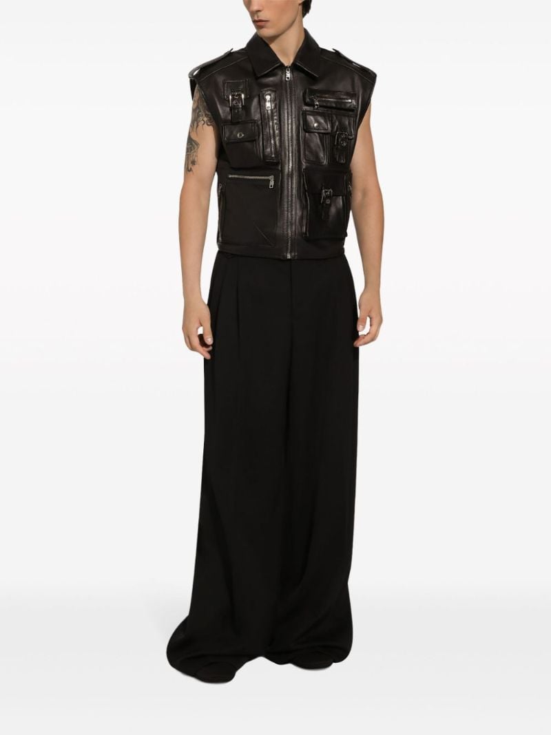 Black Wide-leg Wool Trousers