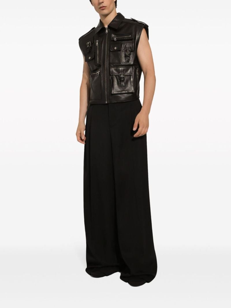 Black Wide-leg Wool Trousers
