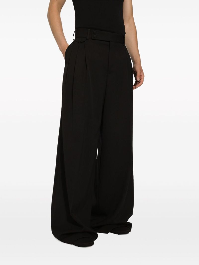 Black Wide-leg Wool Trousers