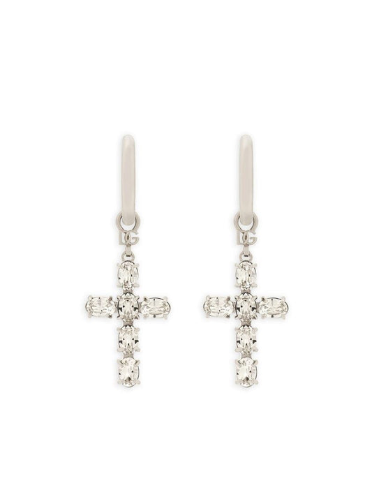 Sterling Silver Creole Crystal Earrings