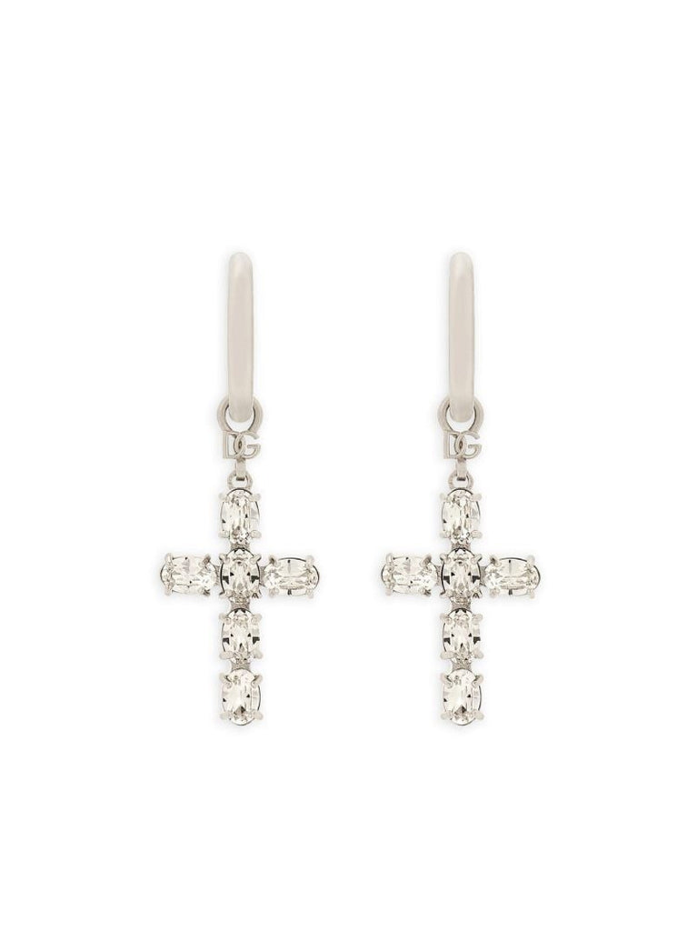 Sterling Silver Creole Crystal Earrings