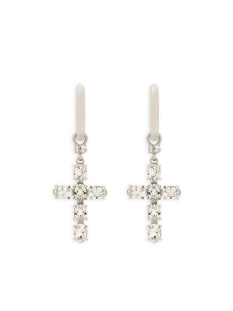 Sterling Silver Creole Crystal Earrings