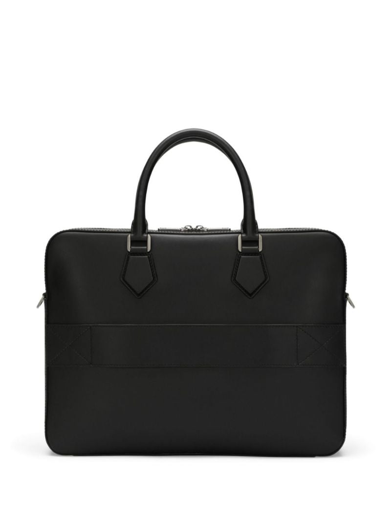 Black Logo-embossed Leather Briefcase