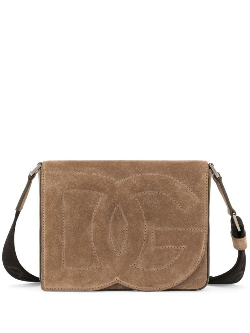 Brown Dg Logo Suede Cross Body Bag