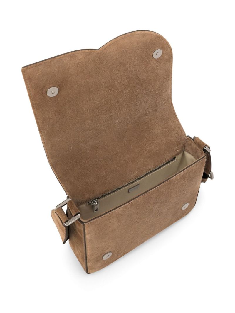 Brown Dg Logo Suede Cross Body Bag