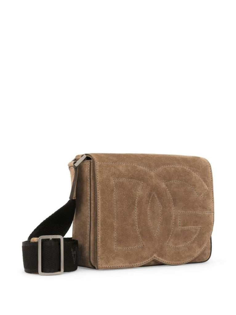 Brown Dg Logo Suede Cross Body Bag