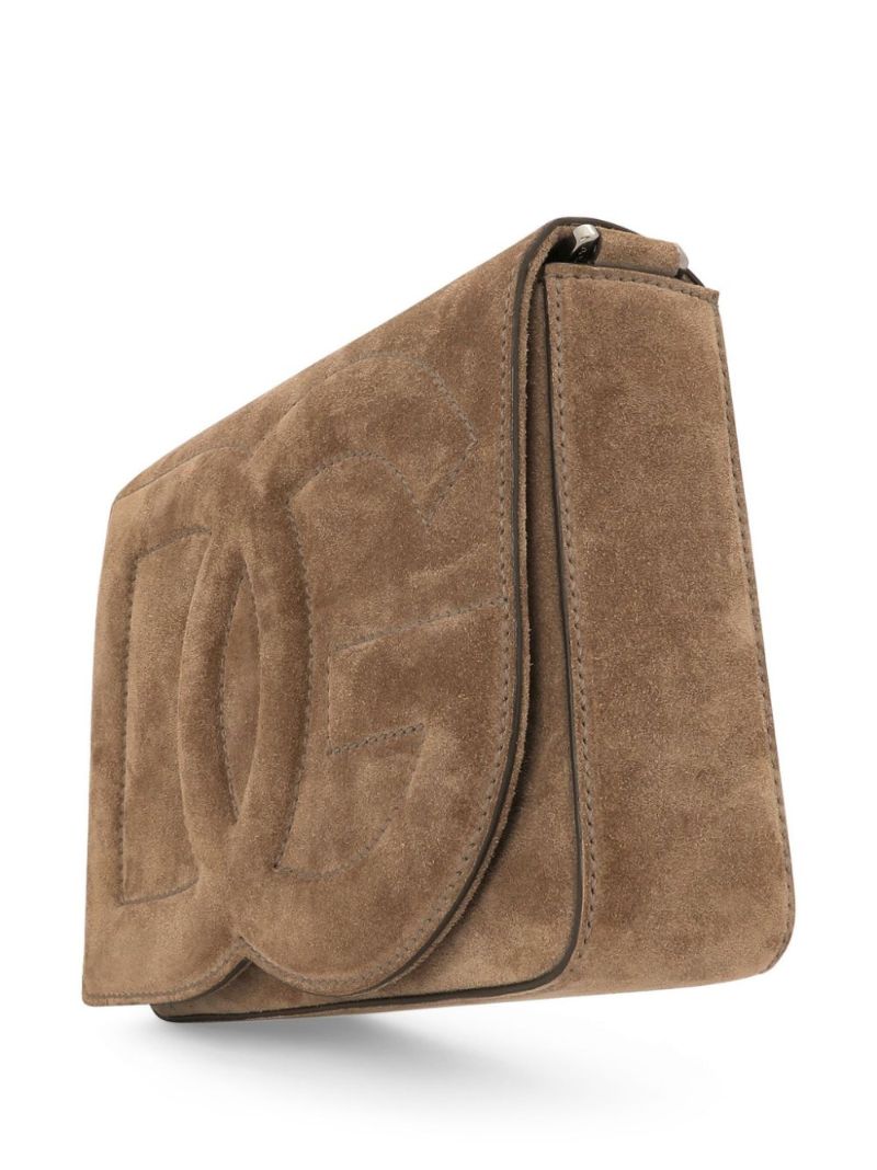 Brown Dg Logo Suede Cross Body Bag