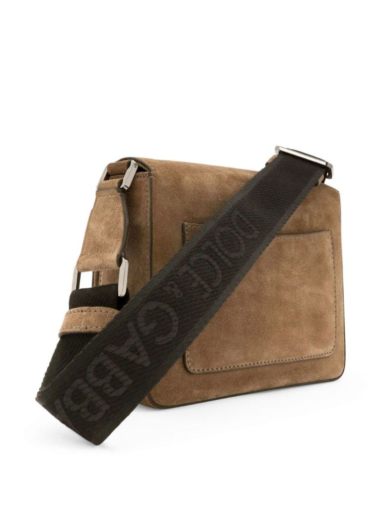 Brown Dg Logo Suede Cross Body Bag