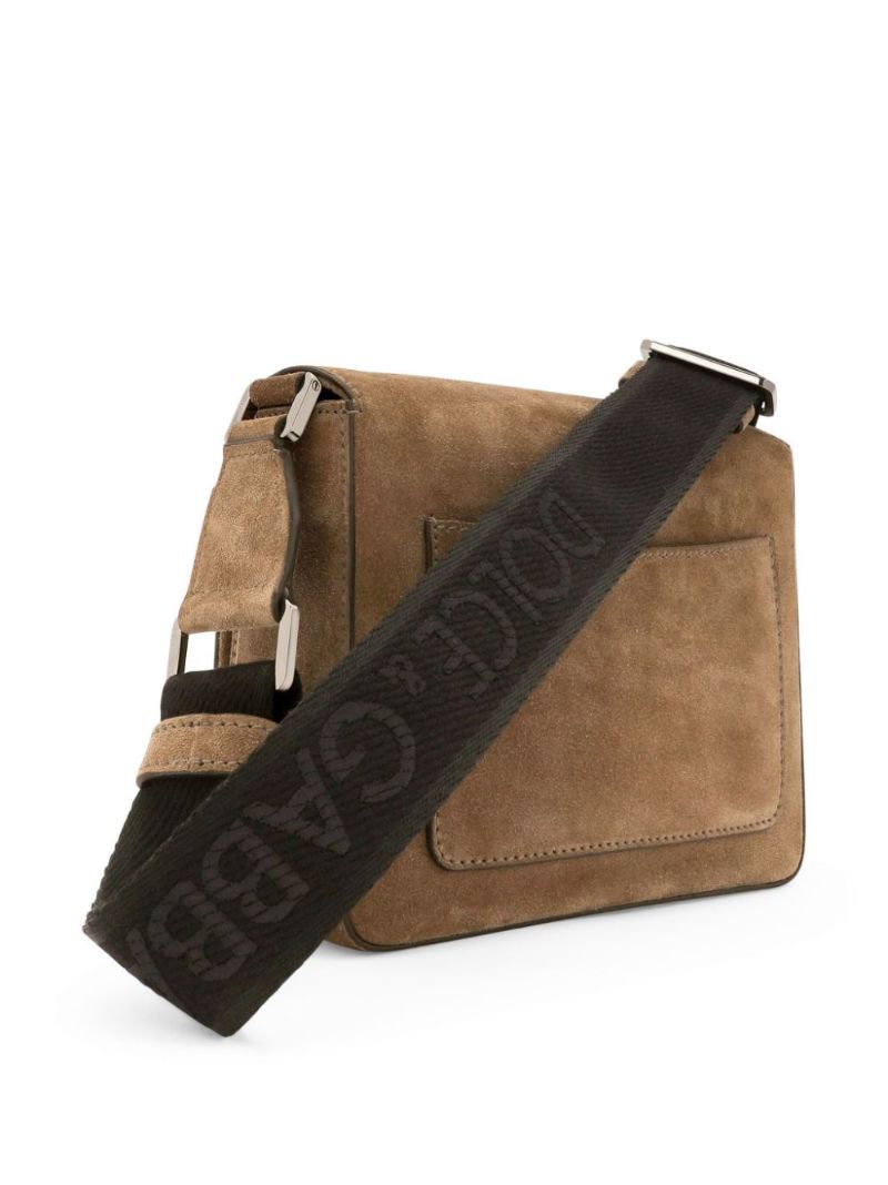 Brown Dg Logo Suede Cross Body Bag
