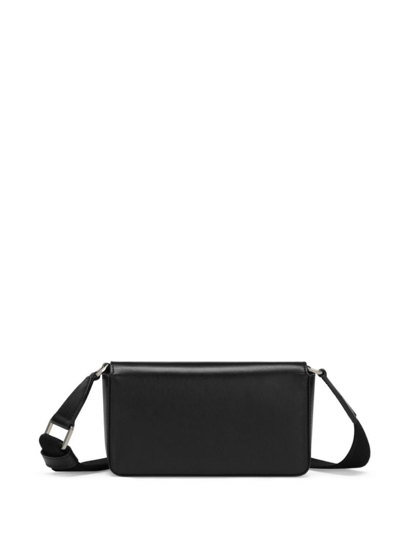 Black Logo-embossed Leather Shoulder Bag