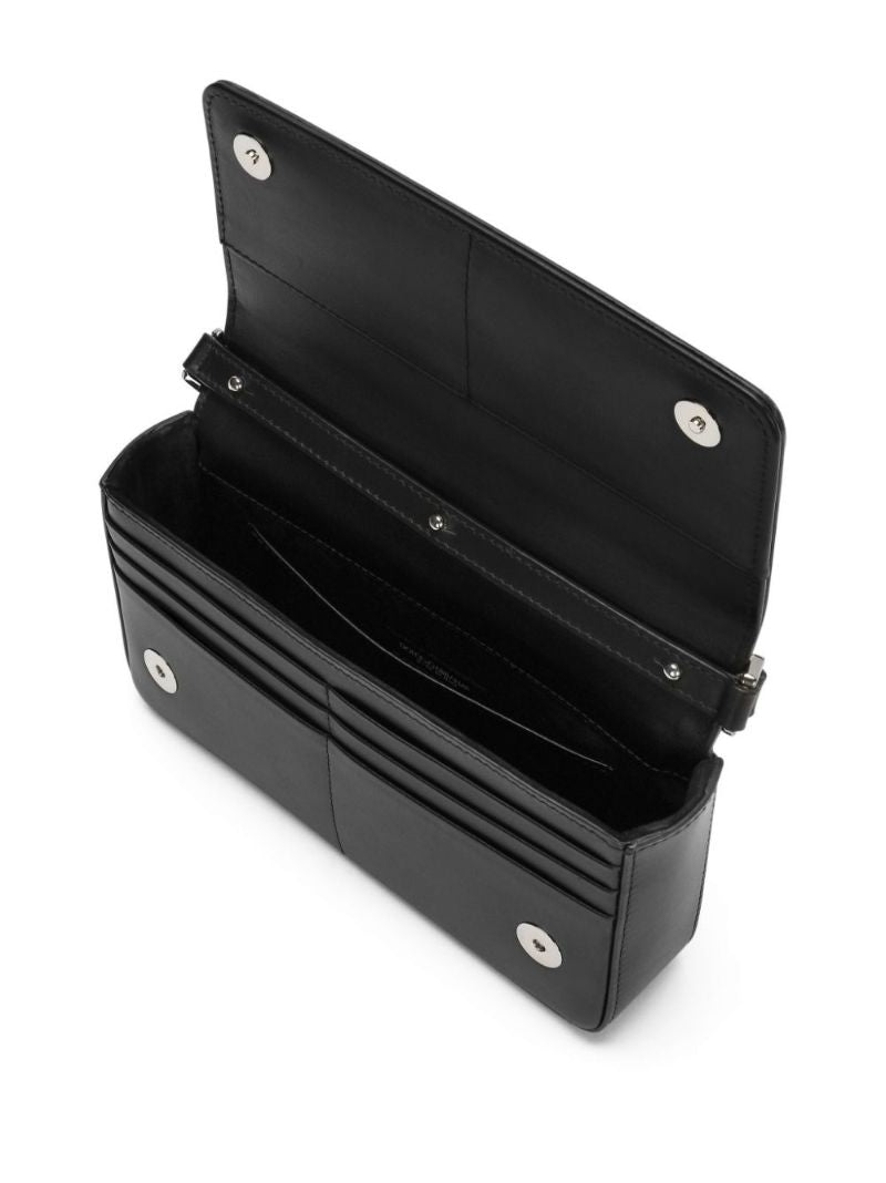 Black Logo-embossed Leather Shoulder Bag