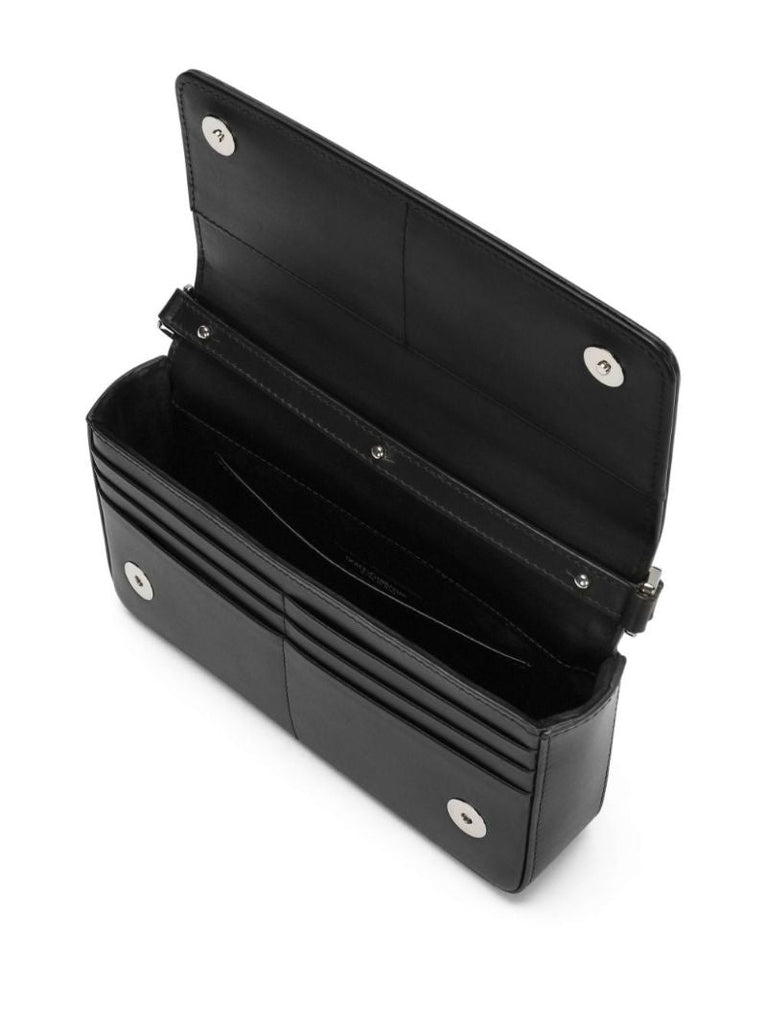 Black Logo-embossed Leather Shoulder Bag