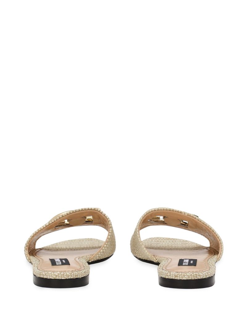Beige Dg Logo Raffia Sandals