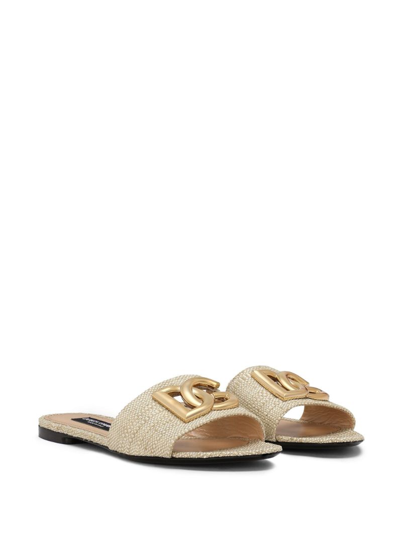 Beige Dg Logo Raffia Sandals