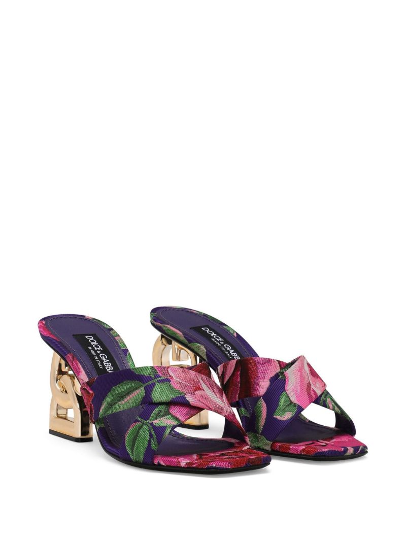 Purple 3.5 75 Jacquard Mules