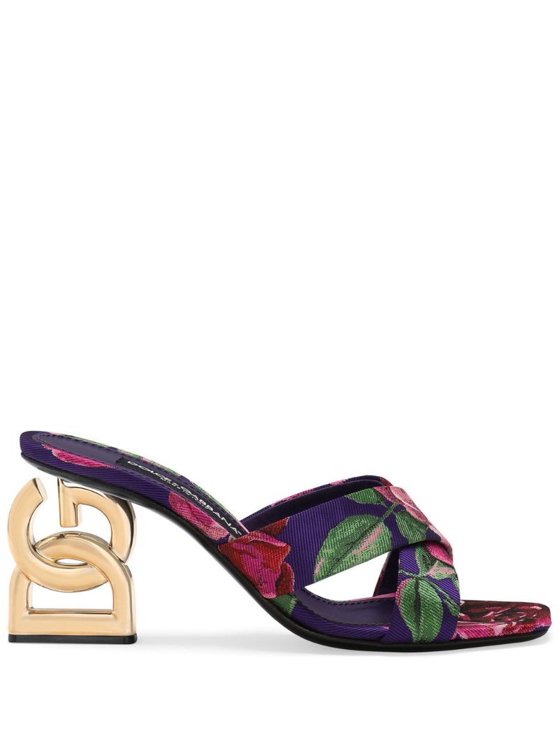 Purple 3.5 75 Jacquard Mules