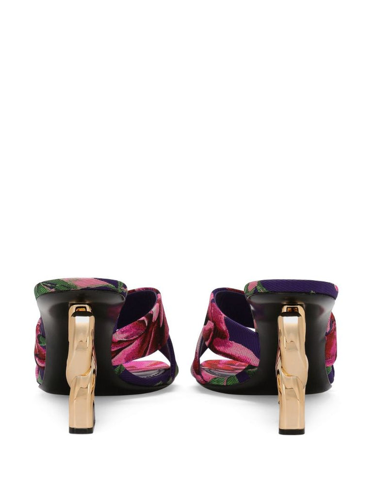 Purple 3.5 75 Jacquard Mules