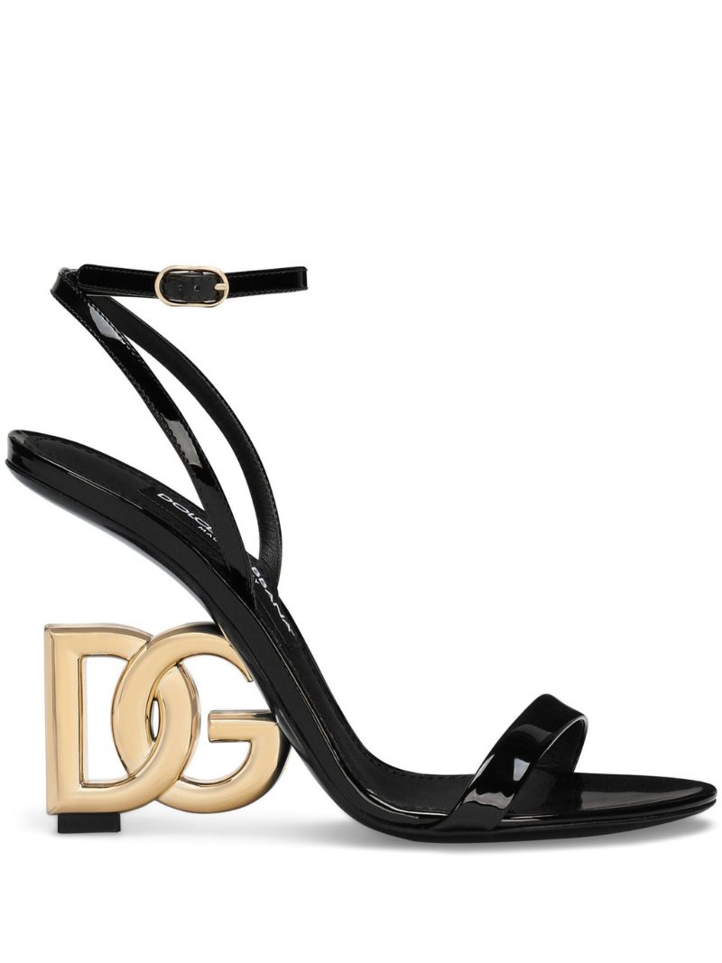 Black Dg Leather Sandals